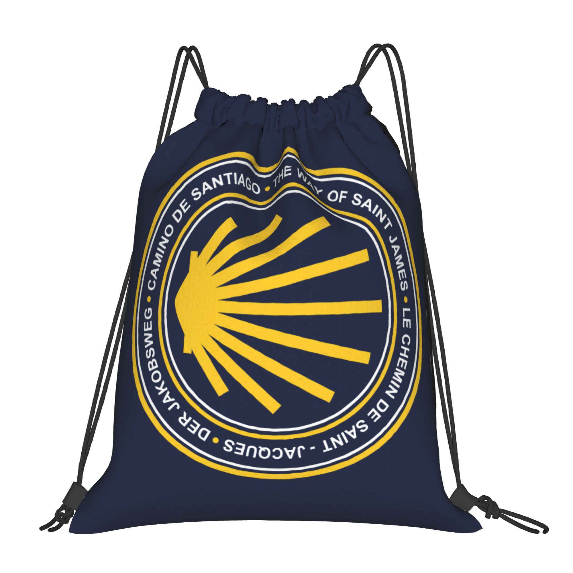 Drawstring Gym Bag - กระเป๋าเป้สะพายหลังแบบมีเชือกรูดลายโล่สีกรมท่าแบบกำหนดเอง สำหรับผู้ชายและผู้หญิง น้ำหนักเบา เหมาะสำหรับออกกำลังกาย เล่นกีฬา และใช้เป็นกระเป๋าช้อปปิ้ง