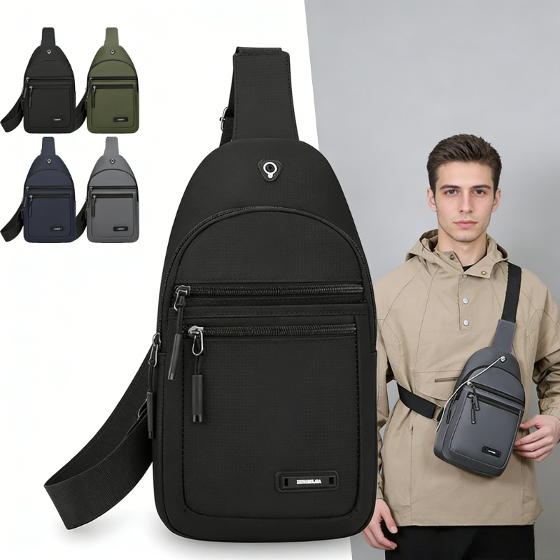 Travel Backpack Anti Theft - กระเป๋าสะพายข้างผู้ชายกันน้ำป้องกันการโจรกรรม กระเป๋าคาดหน้าอกแบบอ็อกซ์ฟอร์ดทนทานสำหรับการเดินทาง เดินป่า กีฬา ปลอดภัยด้วย RFID
