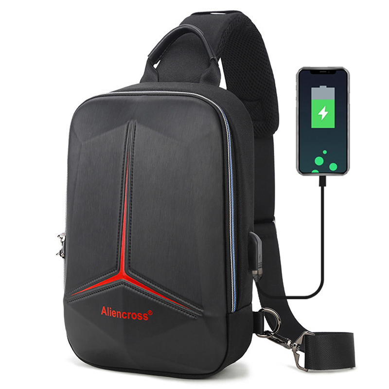 Travel Backpack Anti Theft - กระเป๋าคาดหน้าอกแบบล็อคกันขโมยสำหรับผู้ชาย กระเป๋าสะพายไหล่สำหรับเดินทางแบบชาร์จ USB กระเป๋าสะพายข้างคุณภาพสูง กระเป๋าสะพายข้างผู้ชายกันน้ำ